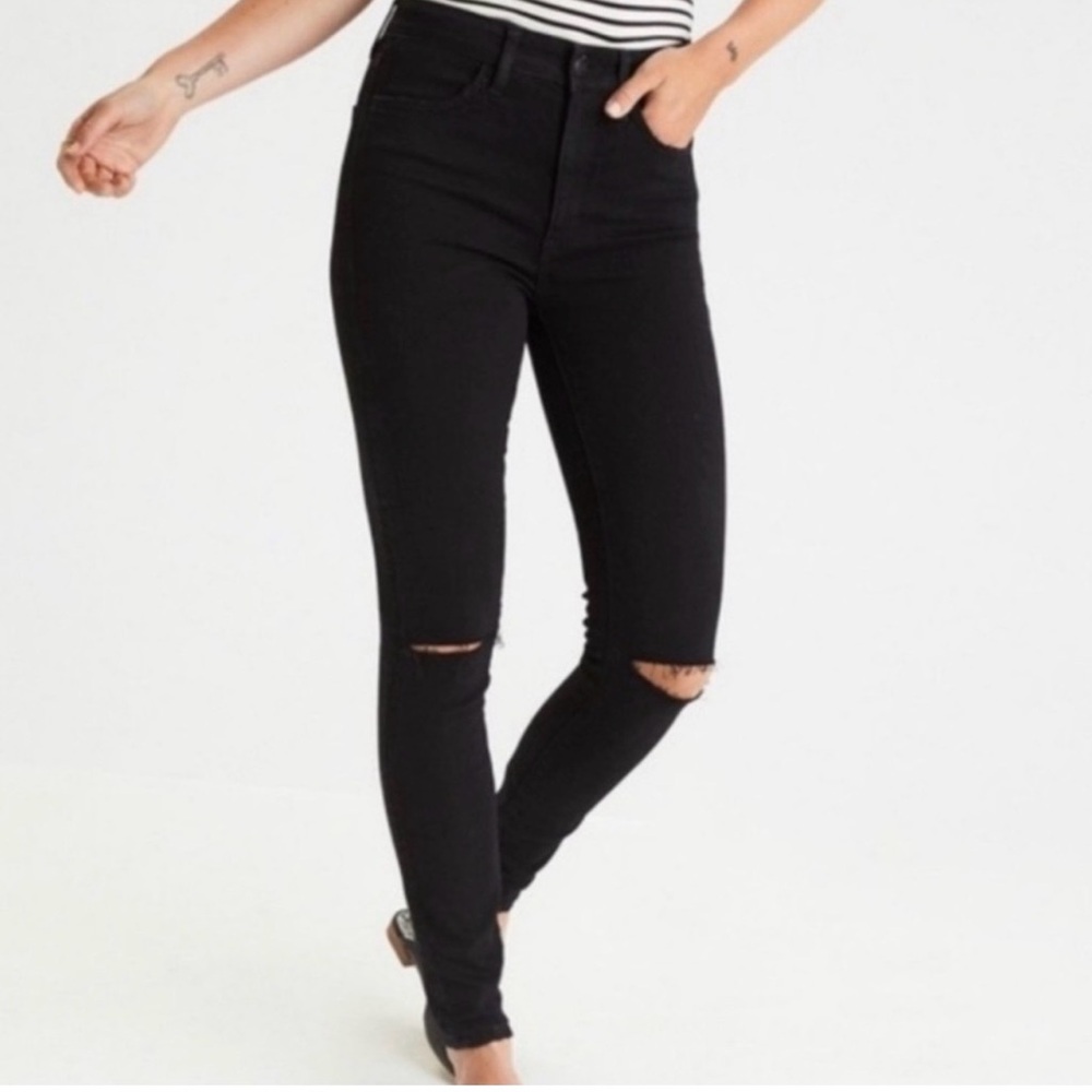 Eunina Clara High Rise Skinny Stretch Jeans with Rips‎ at the Knees Sz 7